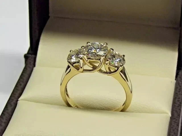 2Ct Round Cut Lab-Created Diamond 14k Yellow Gold Plated Silver Engagement Ring