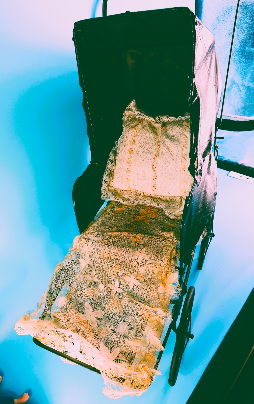 carriage black canvas doll buggy