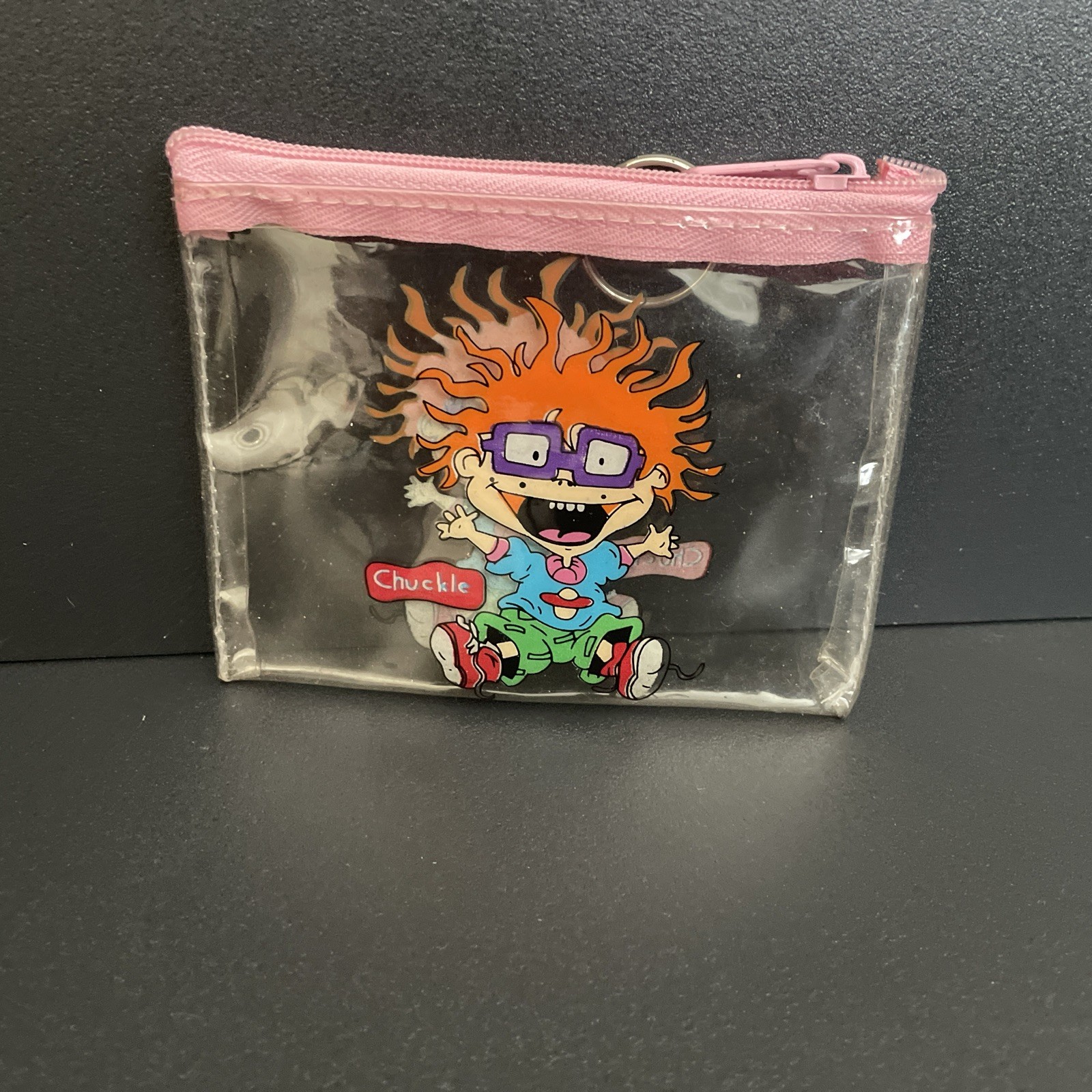 Vintage 90s Rugrats Chuckle Chuckie Clear Mini Coin Purse Keychain Nickelodeon