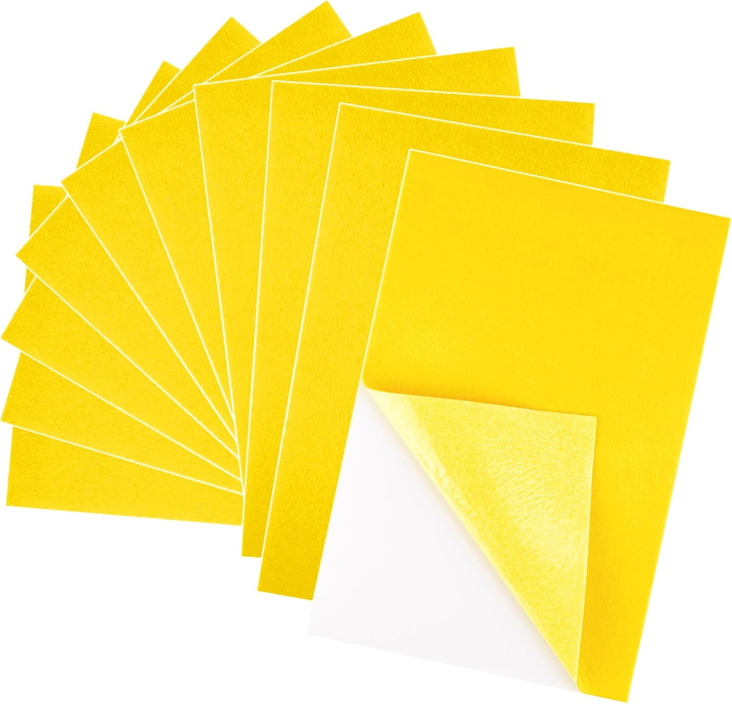 10PCS Deep Yellow Self Adhesive Felt Fabric Sheets Sticky Felt Sheets for Craft 