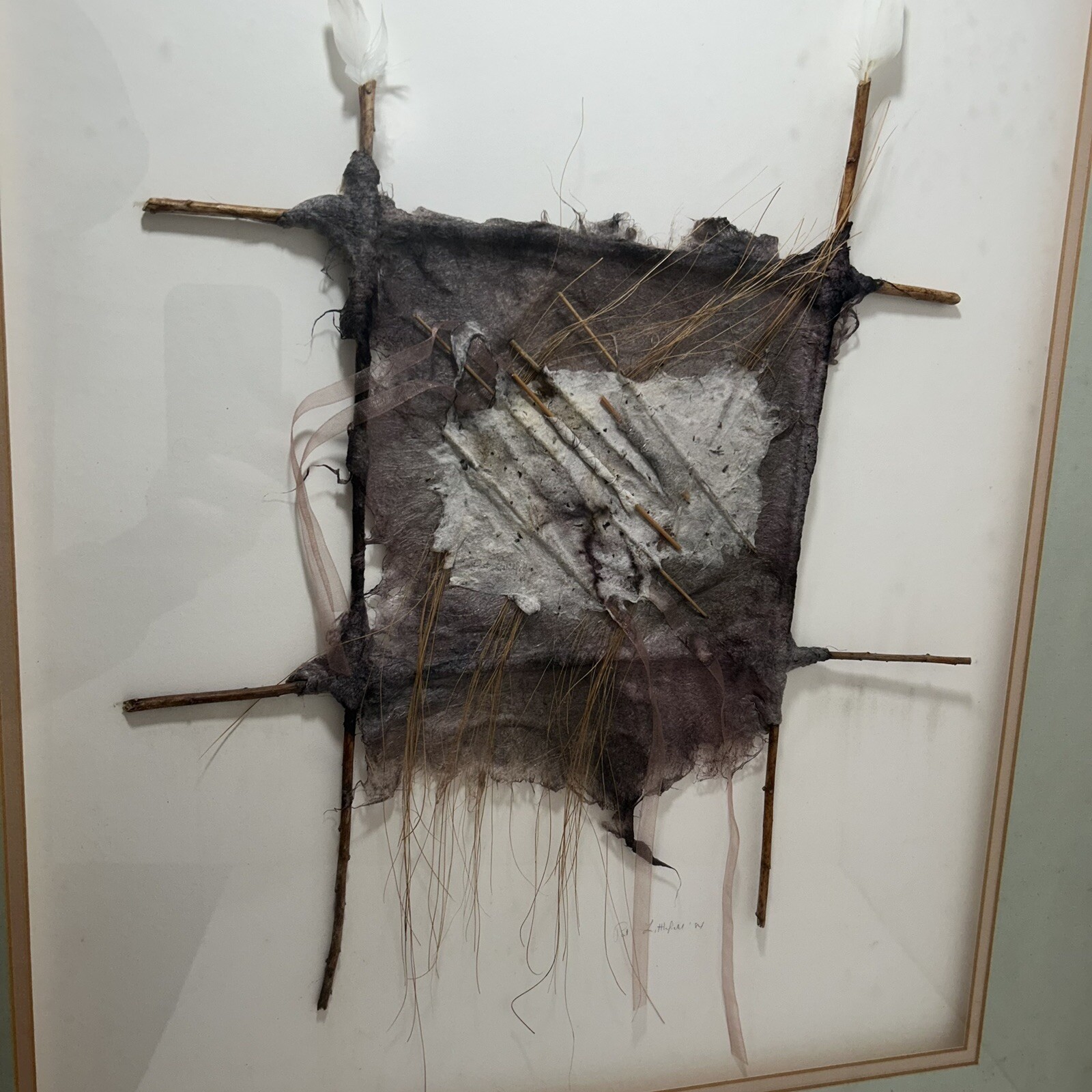 1984 Original Framed Mixed Media Paper Fiber Sculpture Wall Art Pat Littlefield