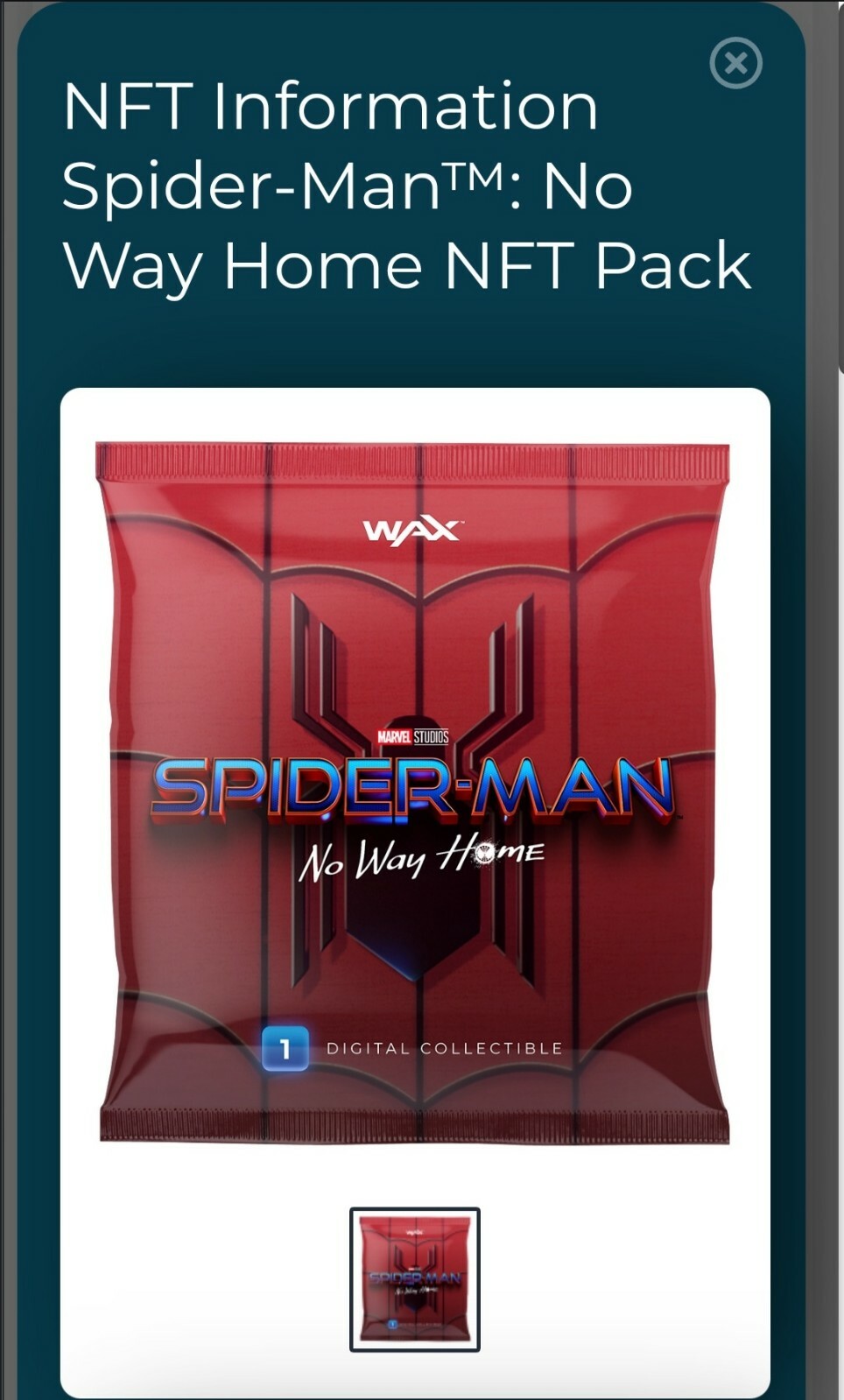Spiderman No Way Home NFT AMC Unopened Pack