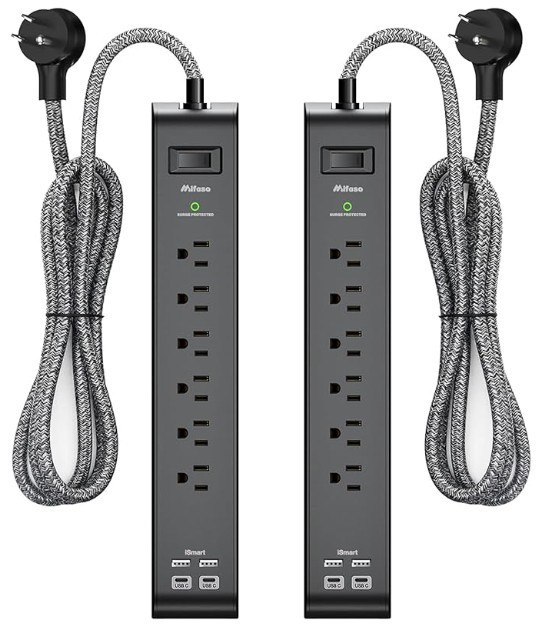 Power Strip Surge Protector - with 6 Outlets 4 USB Ports QTY : 2