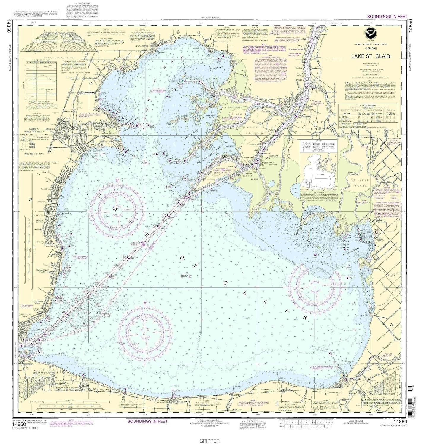 NOAA Nautical Chart Lake St Clair Michigan Waterproof Paper Map 14850