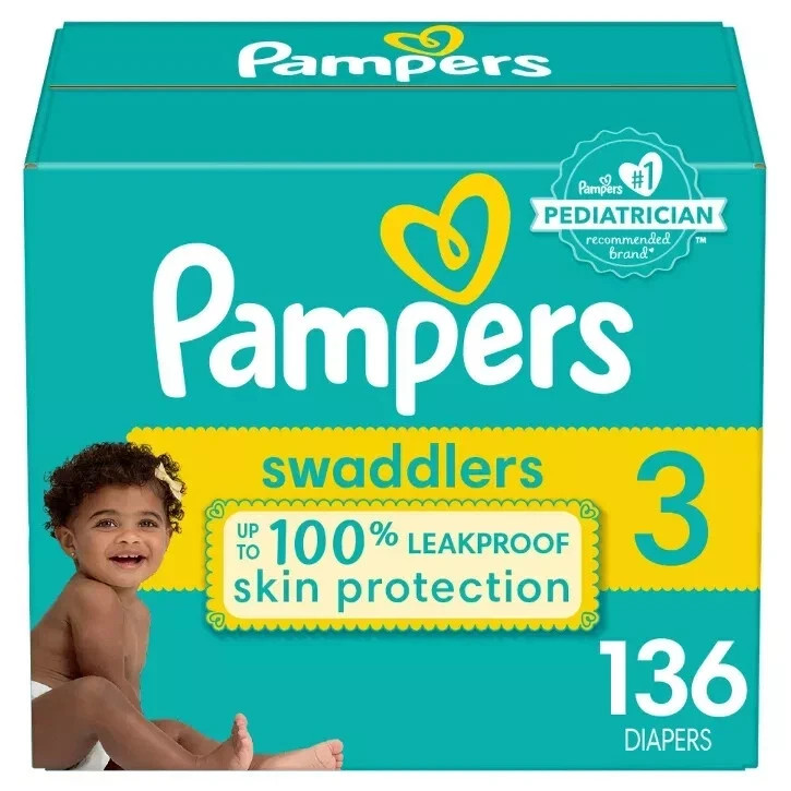 Pampers Swaddlers Diapers Enormous Pack - Size 3 - 136 COUNT