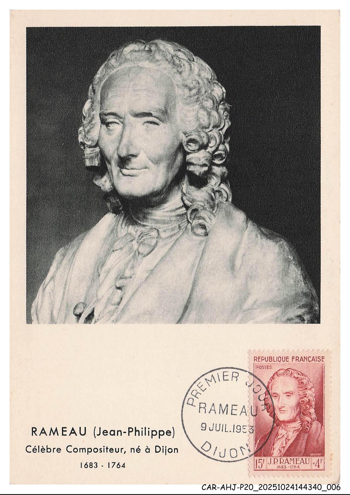 CAR-AHJP20-1003-CARTE-MAXIMUM - Rameau - Jean-Philippe - 1953