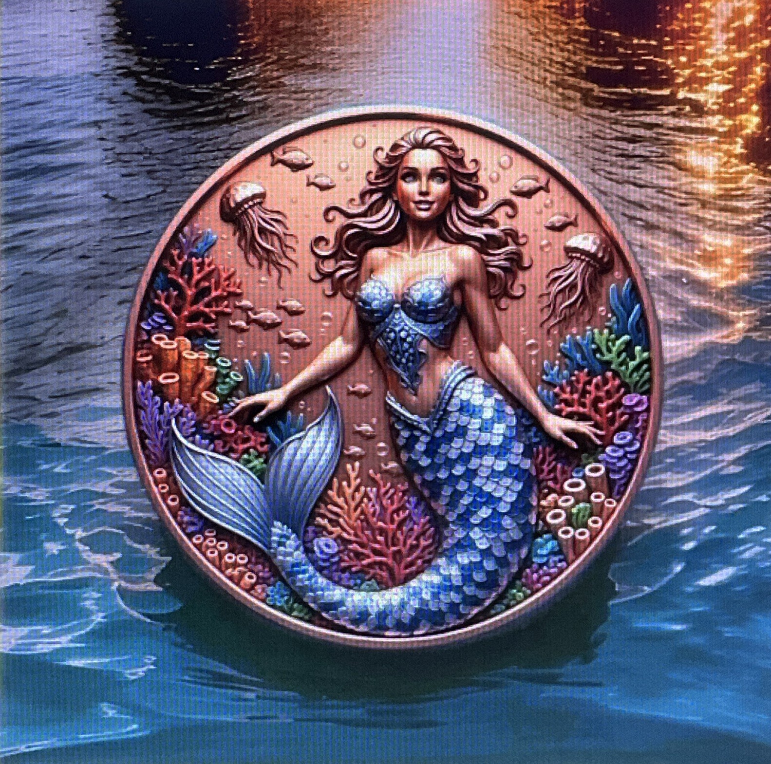 5 Troy Ounces Fine Copper .999 The Mermaid Mythical Creatures Series BEAUTIFUL !