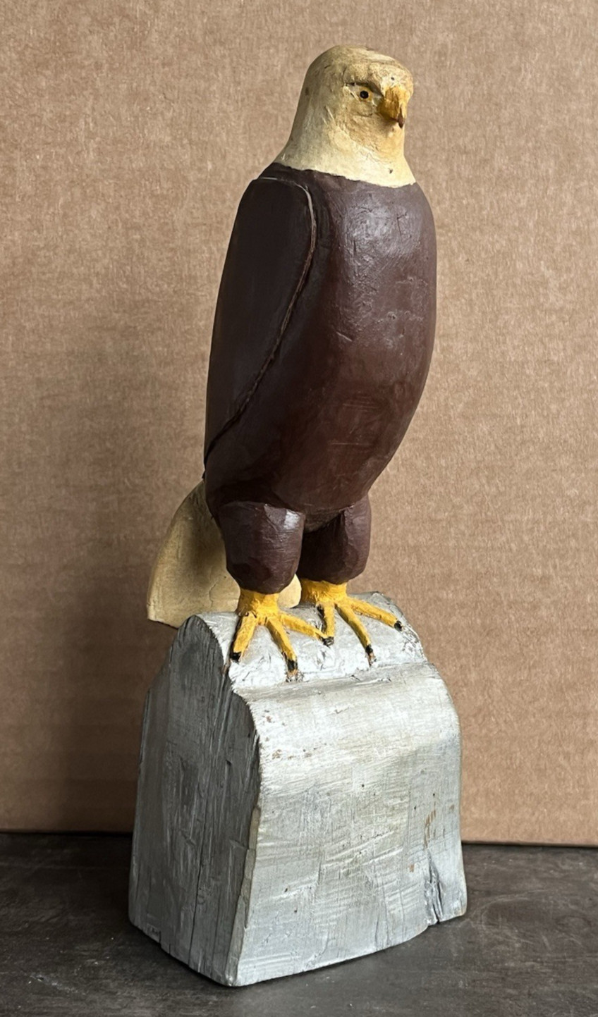 Antique Folk Art Carved Wood Eagle 1920s Sculpture Carving New England