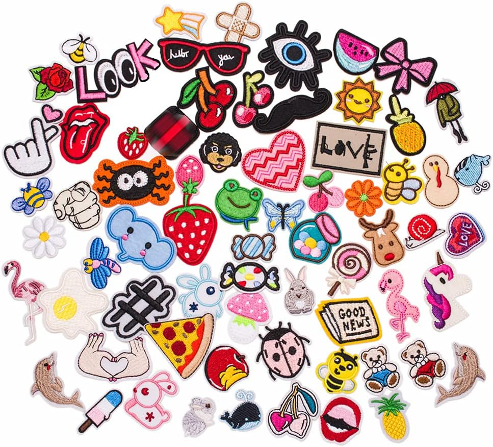 U-Sky Sew or Iron on Embroidered Patches | 70 Colorful Small Cute Designs Animal