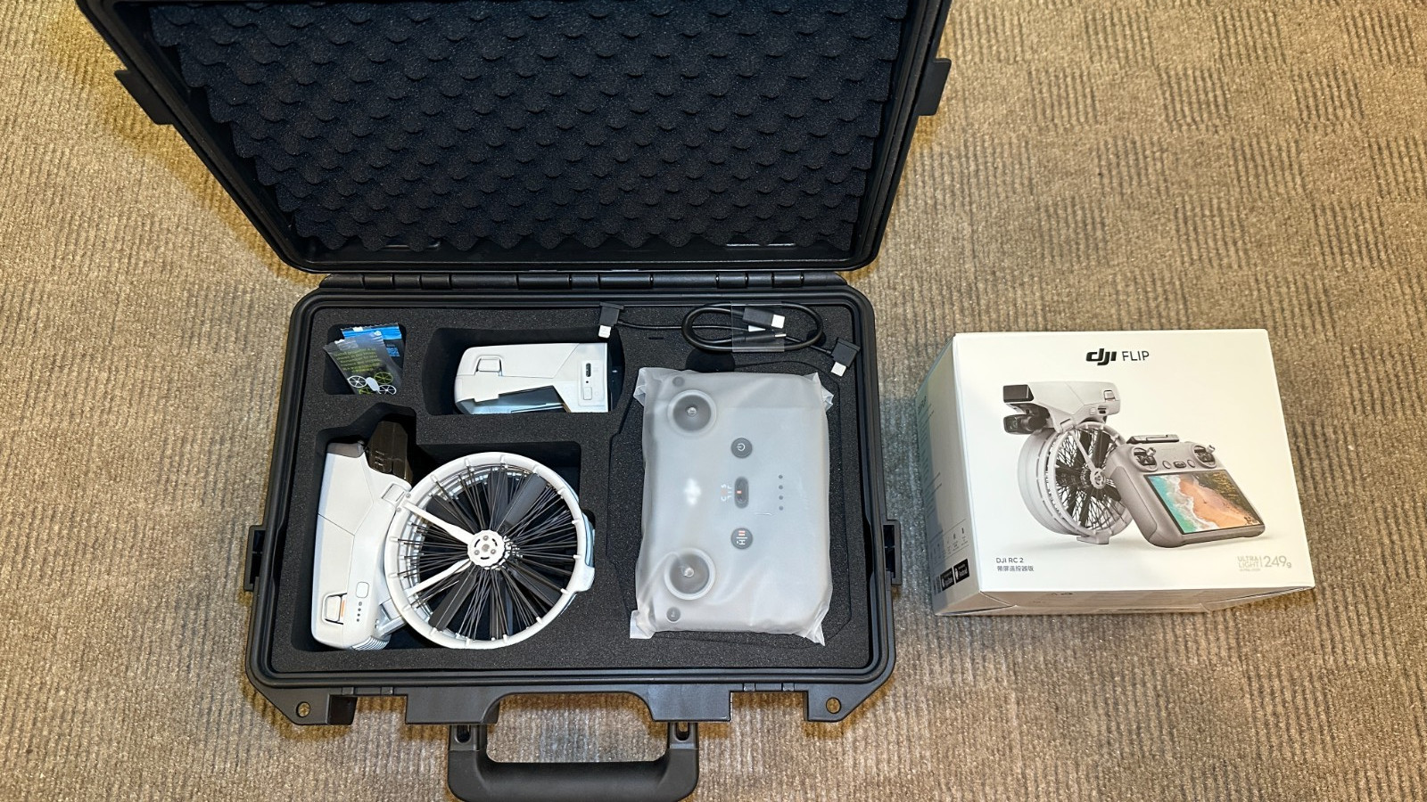 DJI Flip Drone with RC-N3 Remote Controller,  2 Batteries, Charging Hub + Case