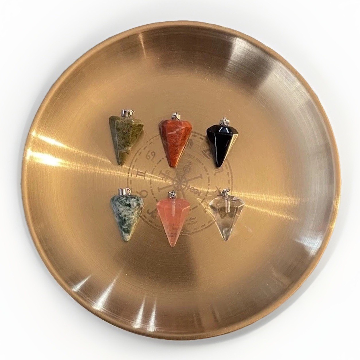 Dowsing Pendulum - Pendant Assorted Natural Crystal ( Lot of 6 )