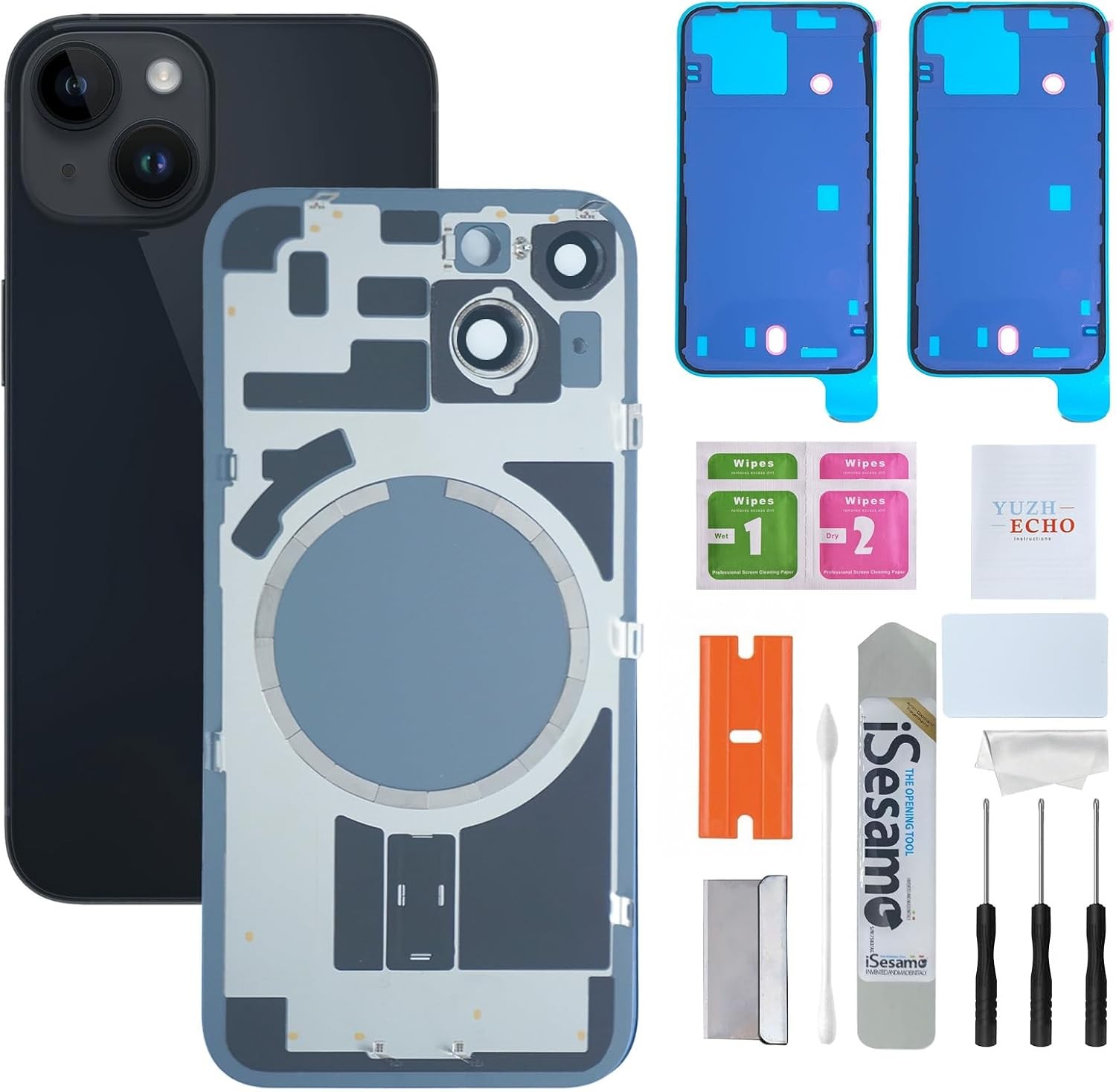 Back Glass Replacement for iPhone 14 6.1 inches Midnight Integrated Glass