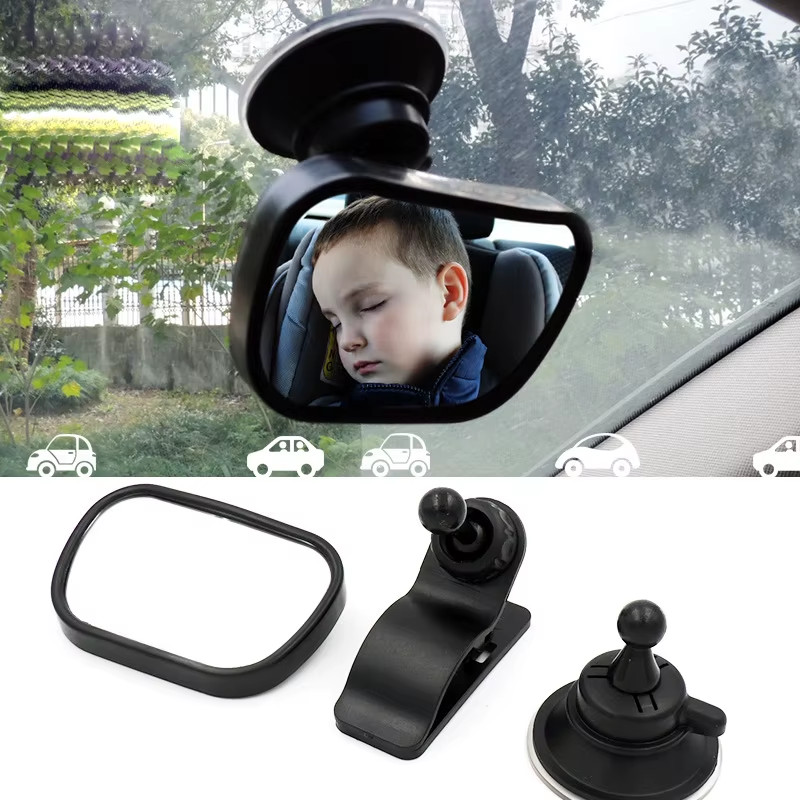 2 in 1 Safety Car Back Seat Baby View Mirror Suction Clip-On Adjustable Baby Rea