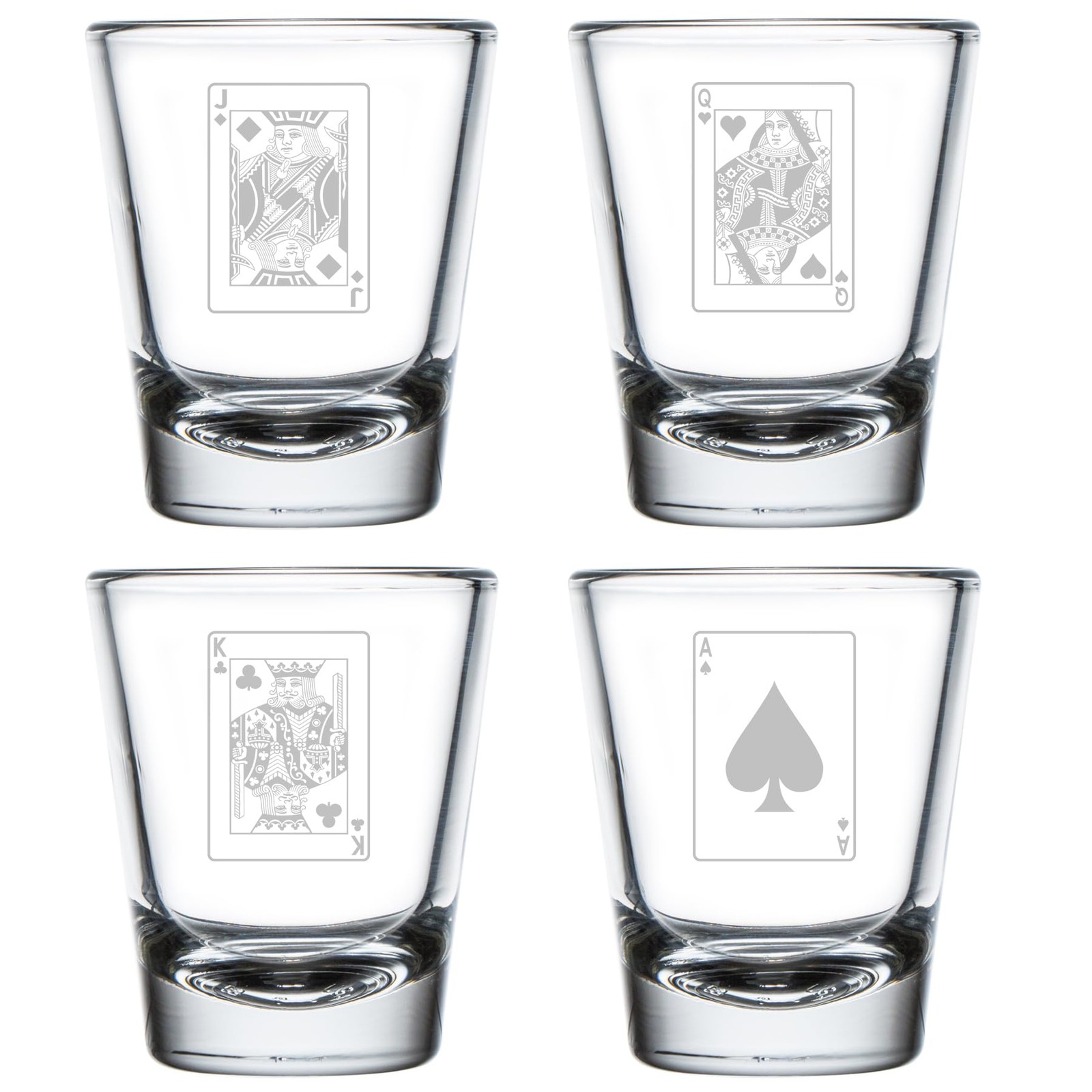 MIP Set of 4 Shot Glasses 1.75oz Glass Gift Playing 1.75oz, Clear 
