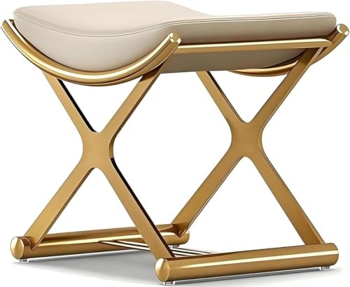  Vanity Stool Chair for Makeup - Small Backless Leather Stool for Vanity - Gold