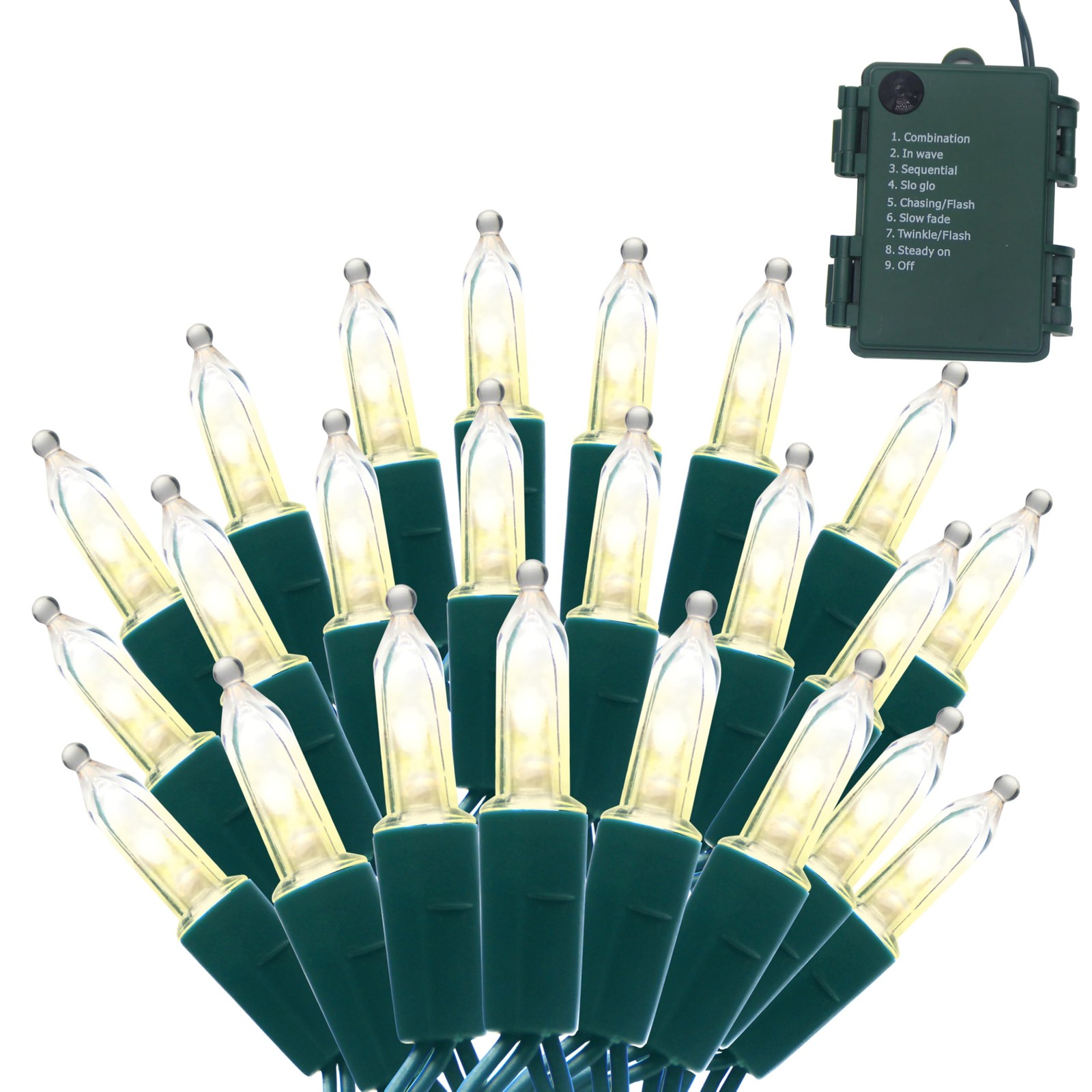 Winkstar 50 16FT LED Christmas String Lights Outdoor, Battery 50, Warm White 