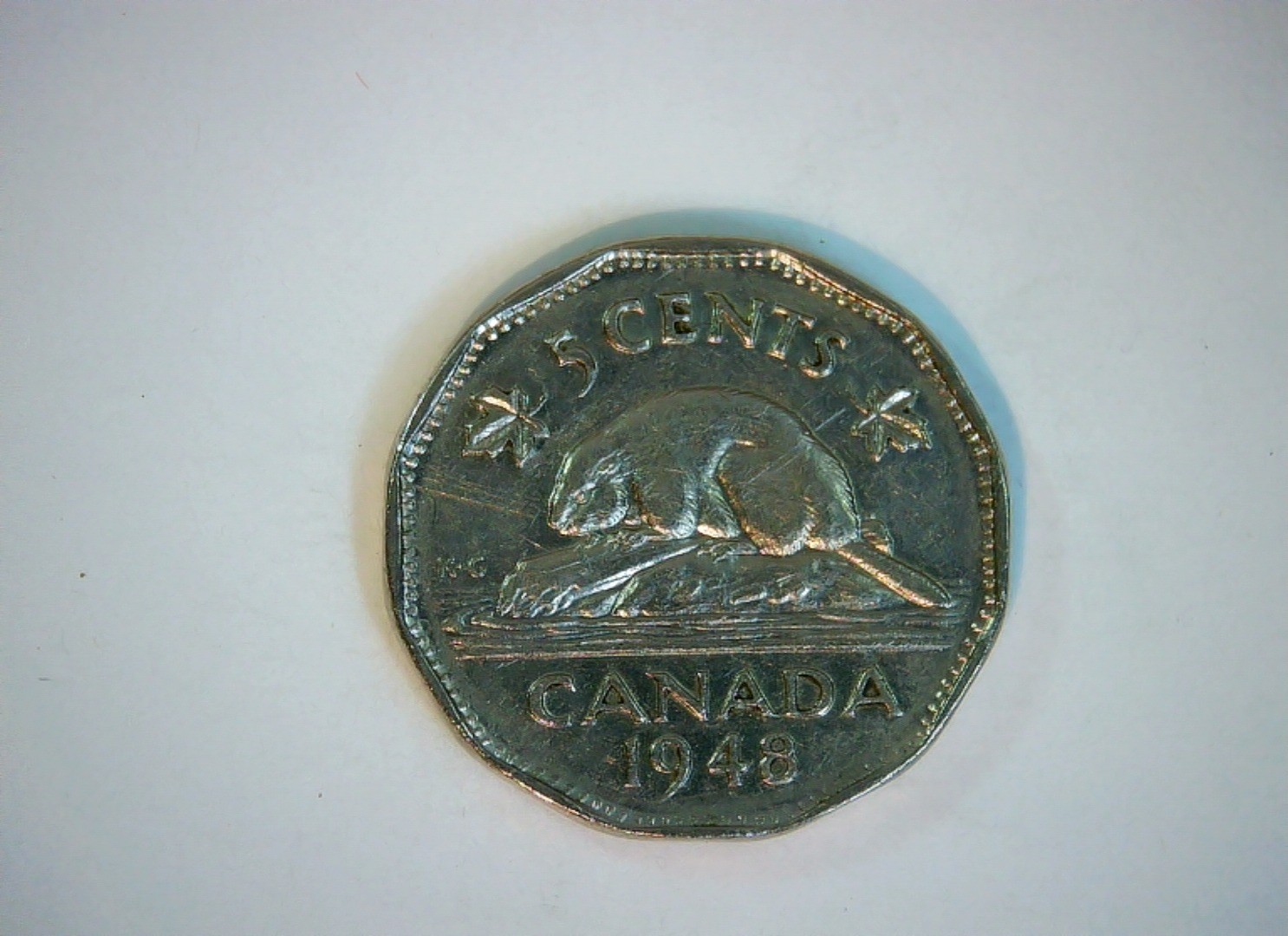 Canada 1948 5 Cents George VI Beaver Coin