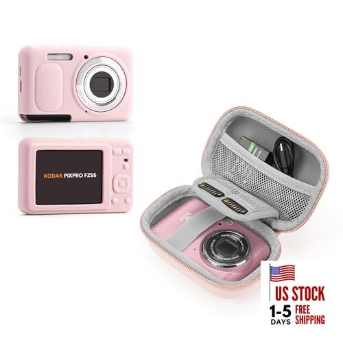 KODAK PIXPRO FZ55 Camera Set - Hard Camera Case + Soft Silicone Pink Set FZ55