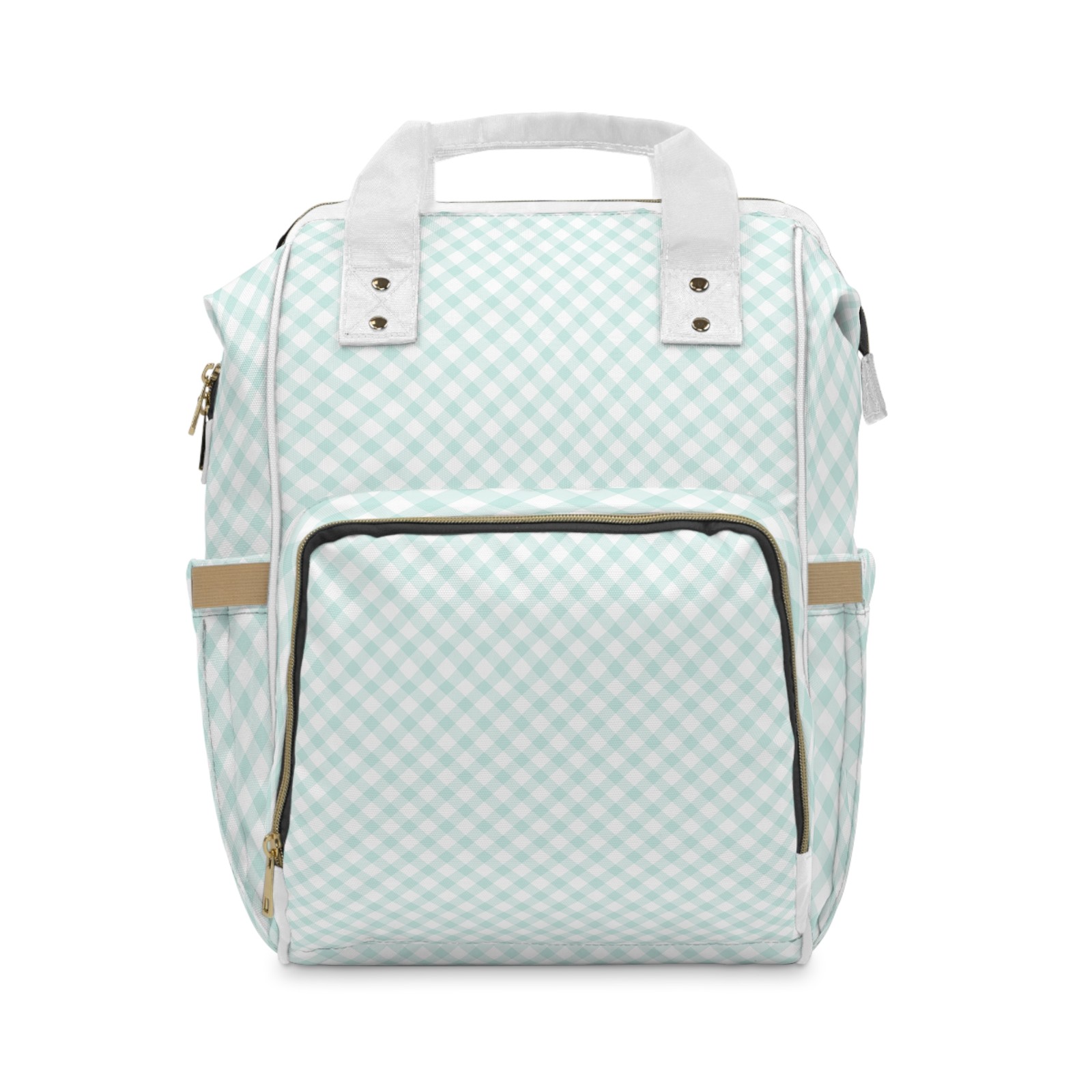 Mint Gingham Diaper Backpack | Checkered Baby Changing Bag