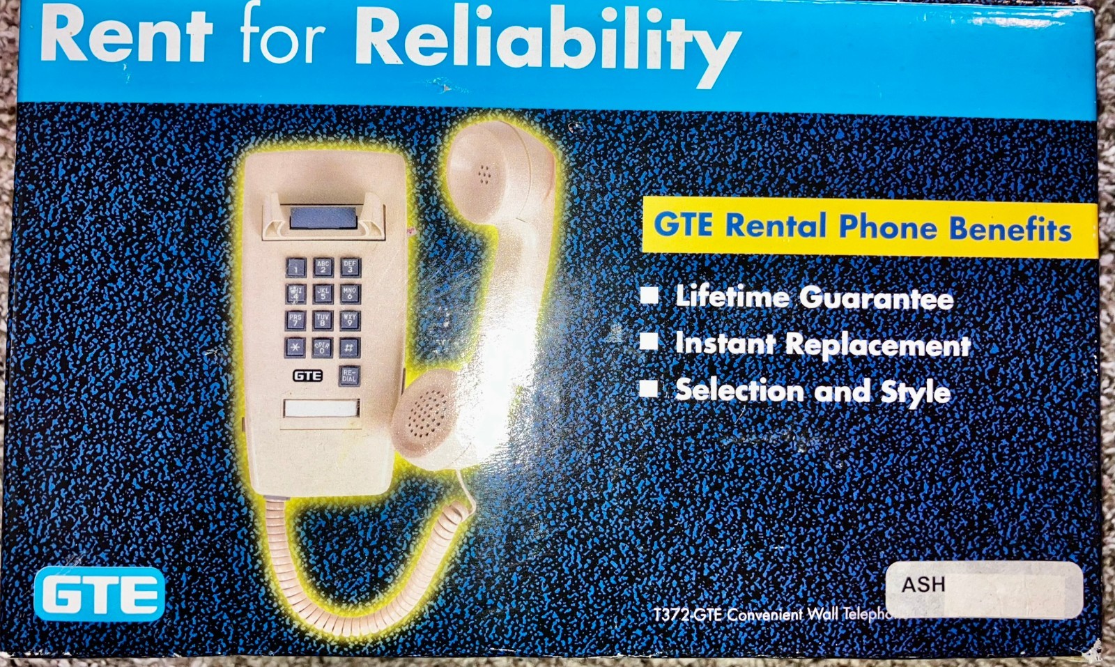 Vintage GTE T372 Wall Telephone NOS New In Box Almond Beige Landline