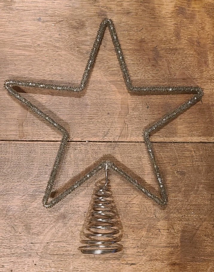 Rustic Gold Glass Bead Wire Star Shaped Christmas Tree Topper  