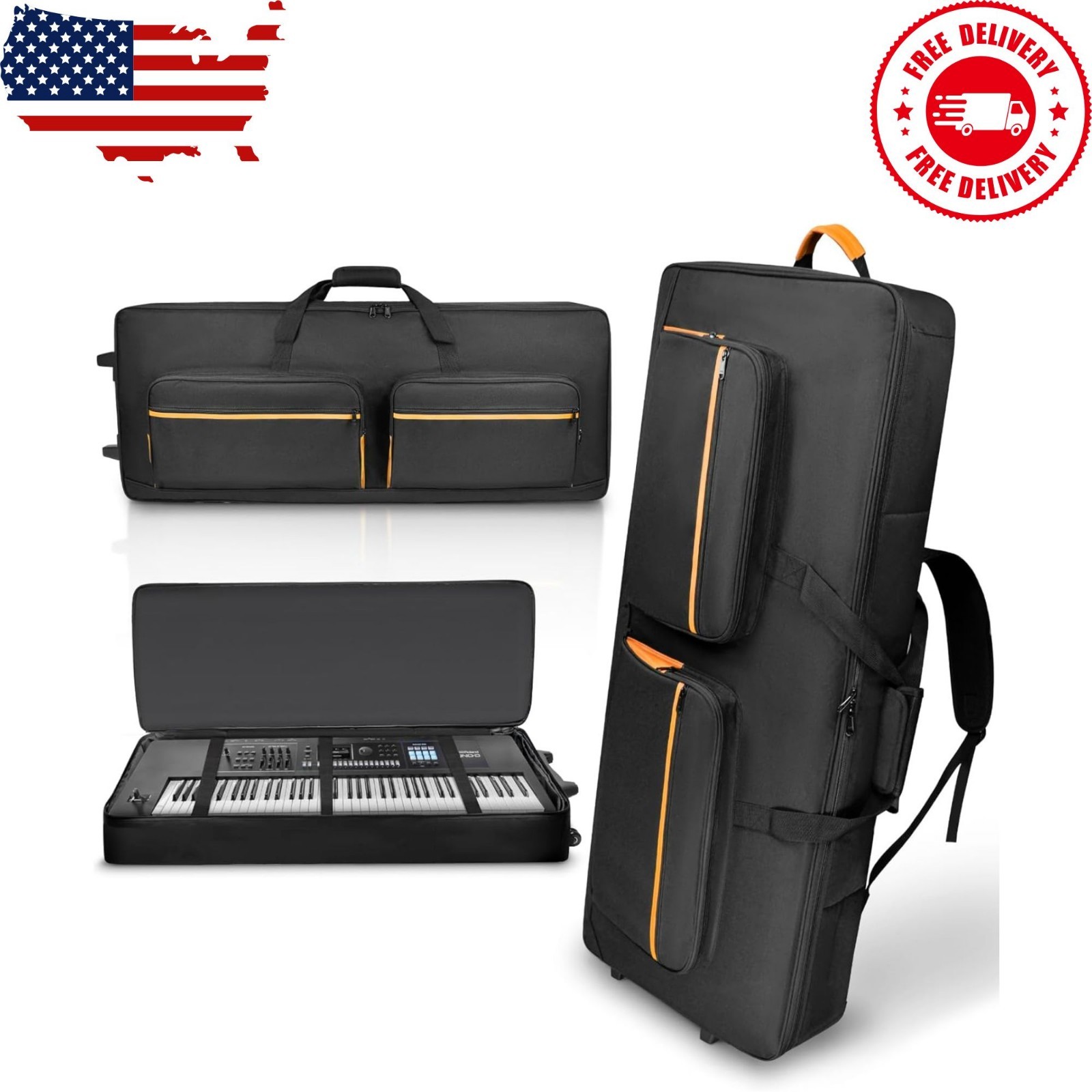73/76 Key Keyboard Case with Wheels & For 73-76 Key-48.2"x19.1"x6.5"