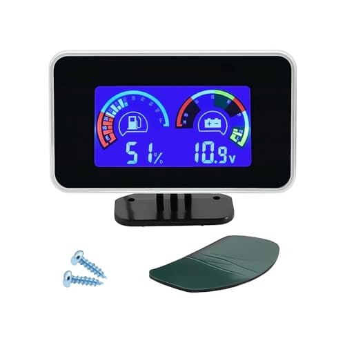 2-in-1 Fuel Level Gauge with Voltmeter for 12V 24V Cars, Trucks, Motorcycles 
