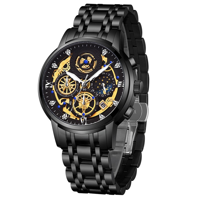 New Fashion Mens Watch Stainless Steel Top Brand Luxury Waterproof Sports Chrono