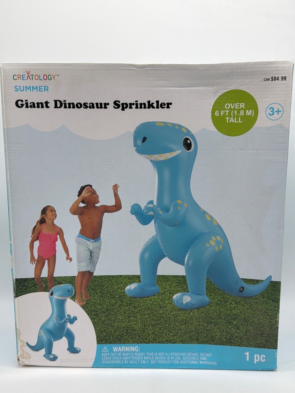 Creatology Giant Dinosaur Sprinkler Over 6 Ft Tall For Kids Summer Outdoor Water