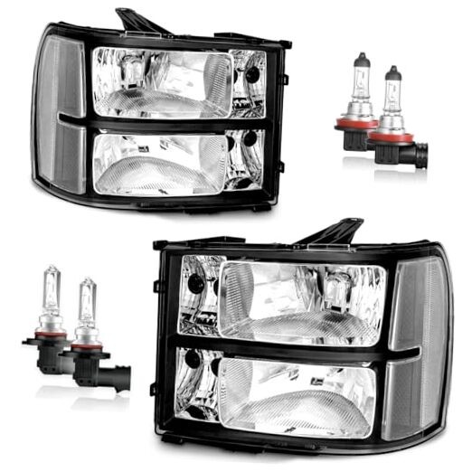Headlights for 2007 OE Replacement Black Housing | With High & Low Beam Bulbs