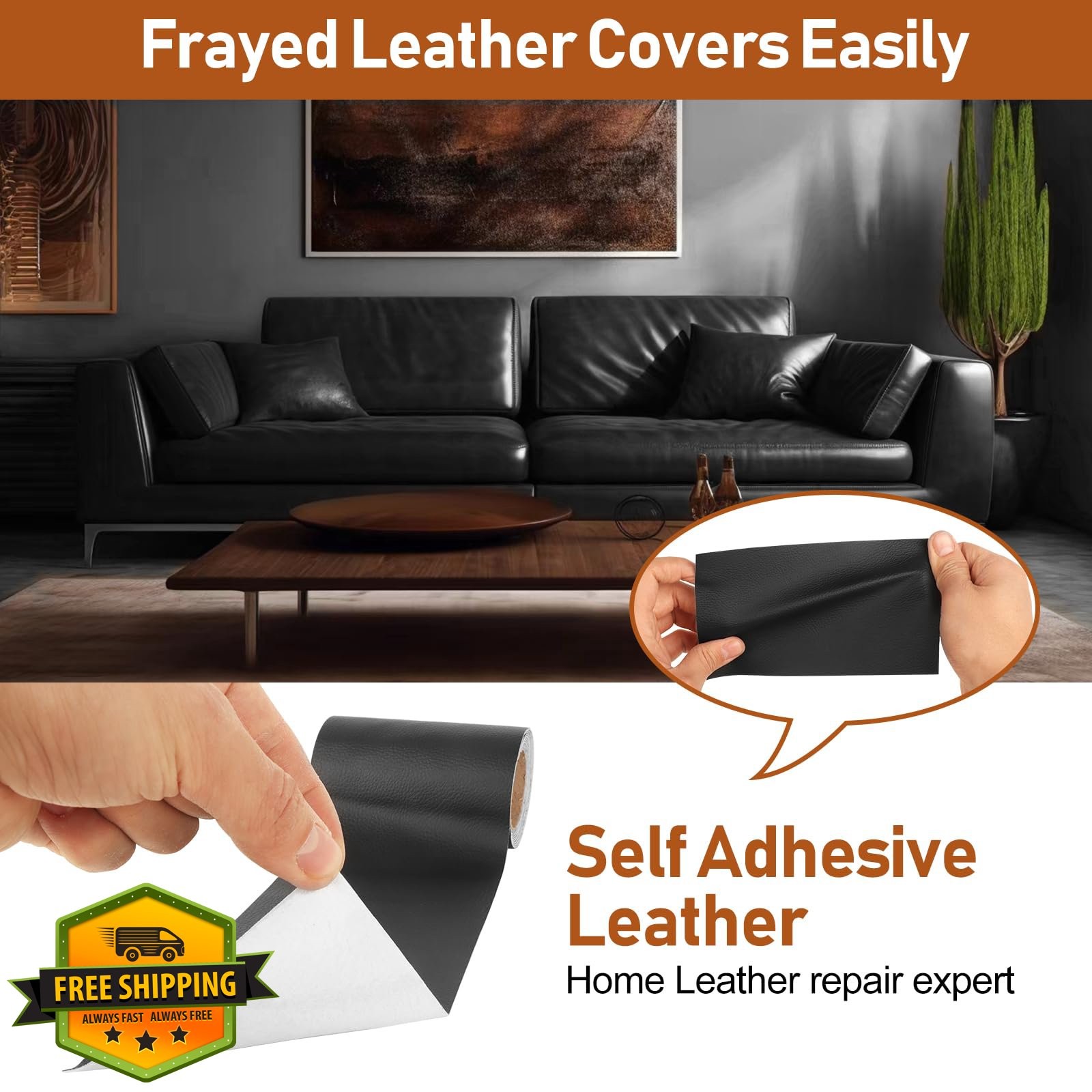 ILFYCOTO Self Adhesive Leather Repair Patch 4x70" Vinyl Couch Furniture Car S...