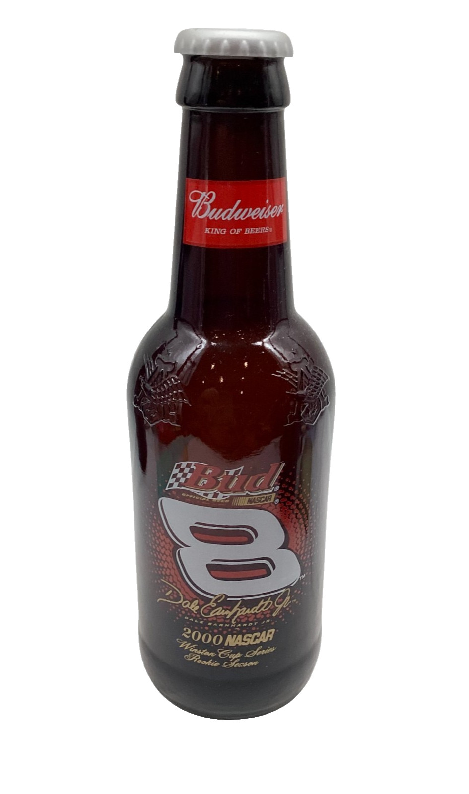 Nascar Dale Earnhardt Jr #8 Budweiser 14.5" Glass Bottle King of Beers Embossed