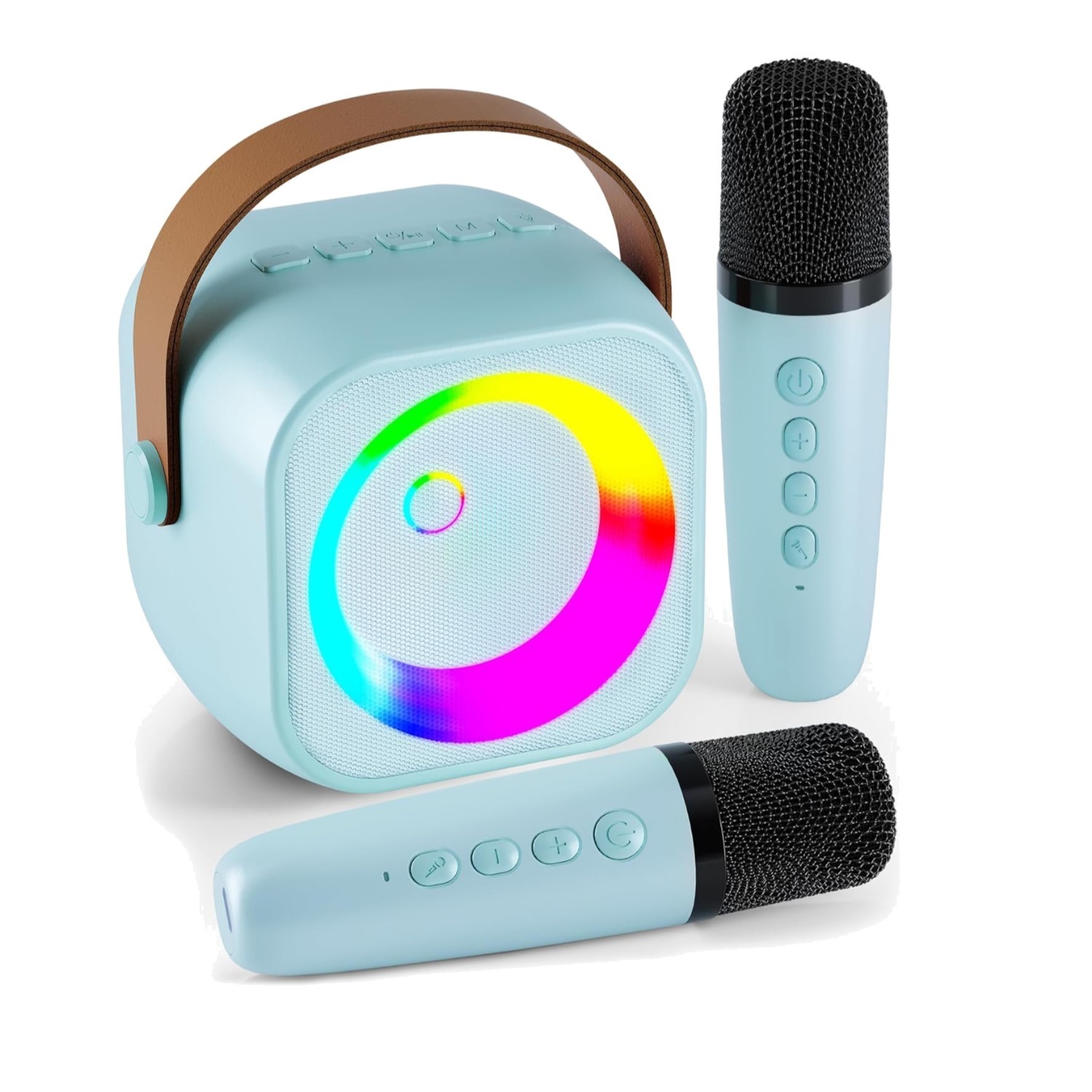 Portable Karaoke Machine for Kids - 2 Wireless Mics, Colorful Lights & 10HR Play