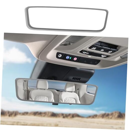 Car Rear View Mirror Protector Frame, Rearview Mirror Edge Cover, Silicone Gray