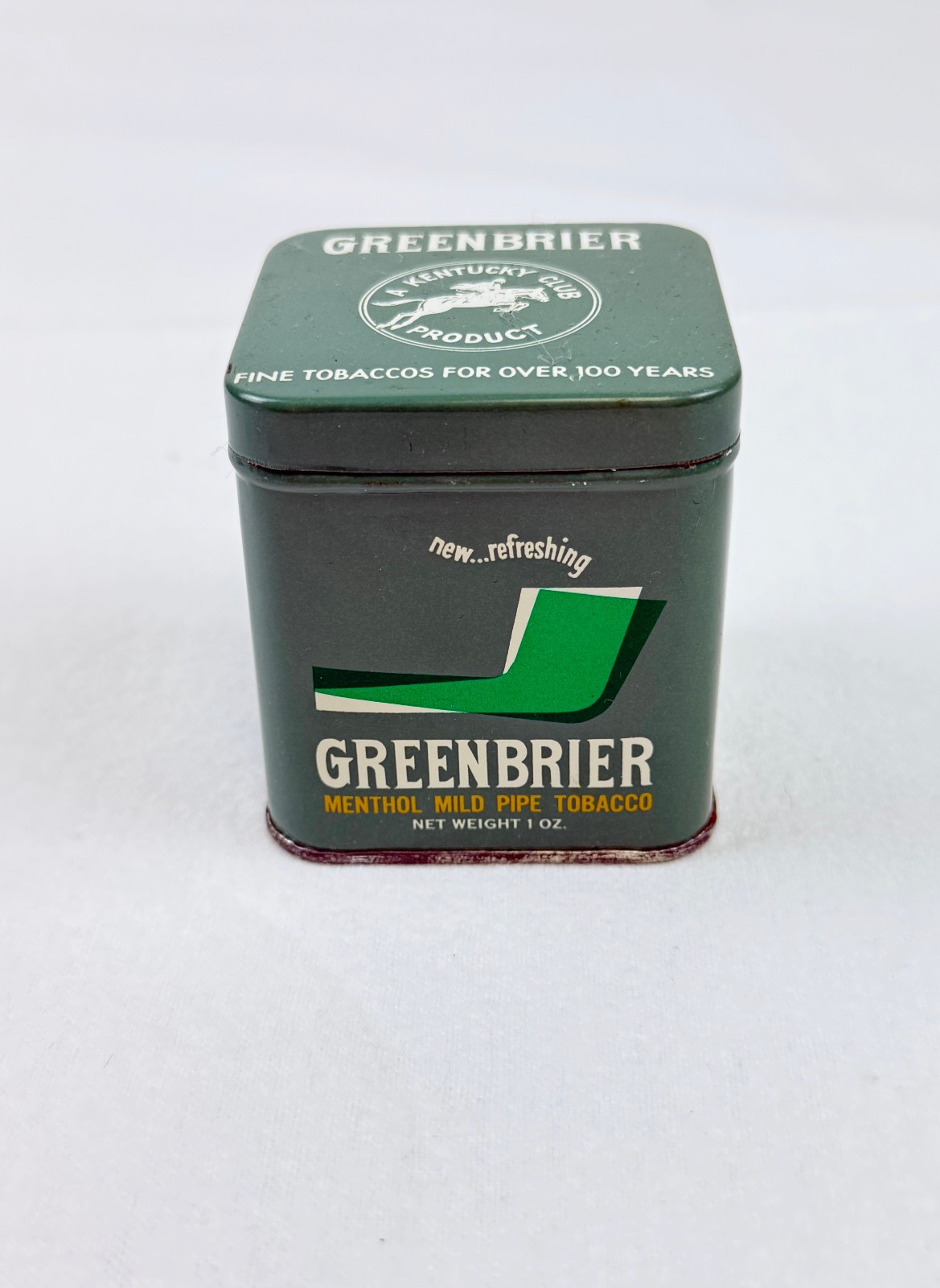 GREENBRIER KENTUCKY CLUB TOBACCO TIN - EMPTY - COLLECTORS ITEM