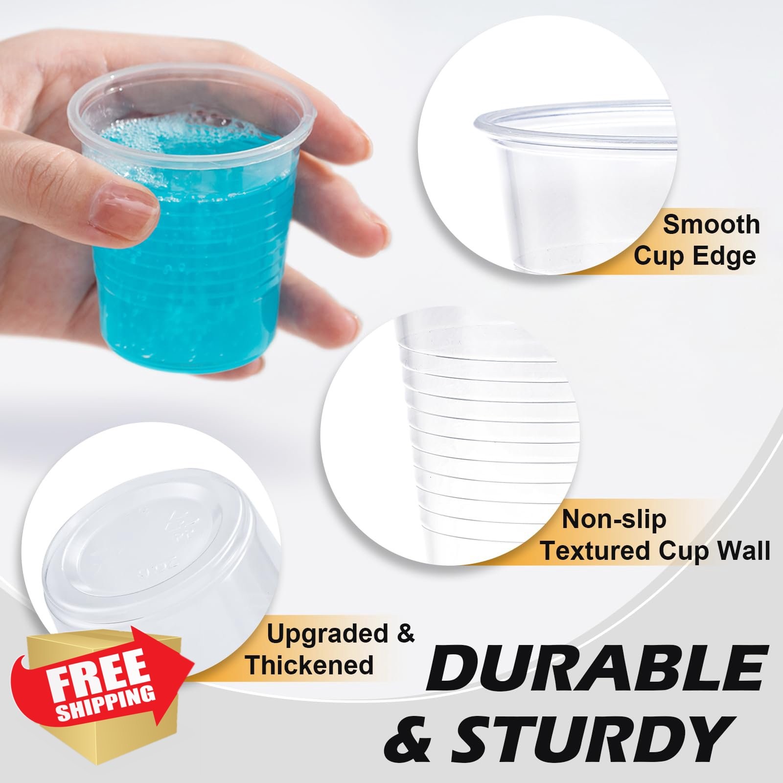 Clawsoff 3 oz Clear Plastic Cups 1500 Pcs, Small Disposable Bathroom Mouthwas...