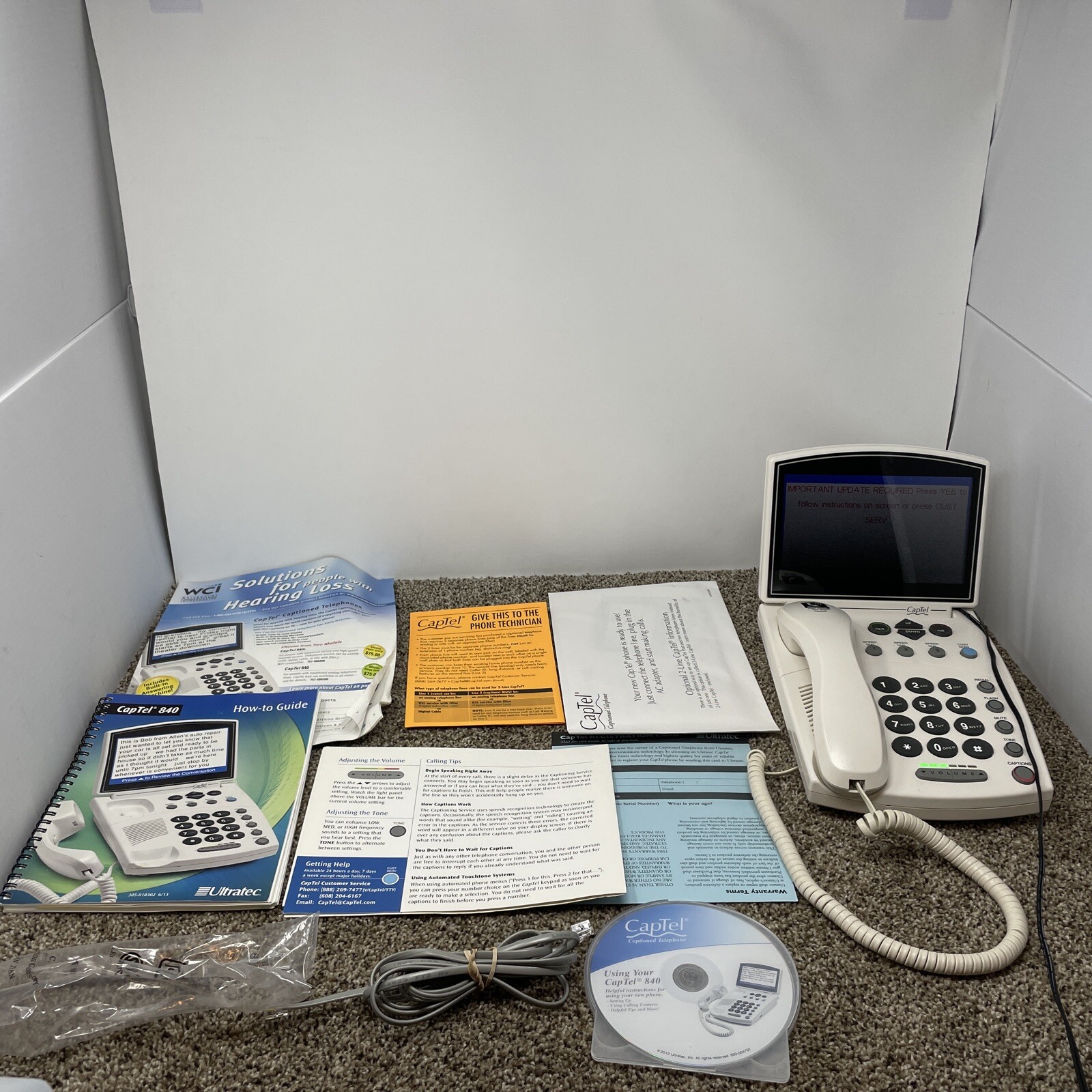 Ultratec CapTel 840 Phone Hearing Impaired Amplified Captioned Untested As Is