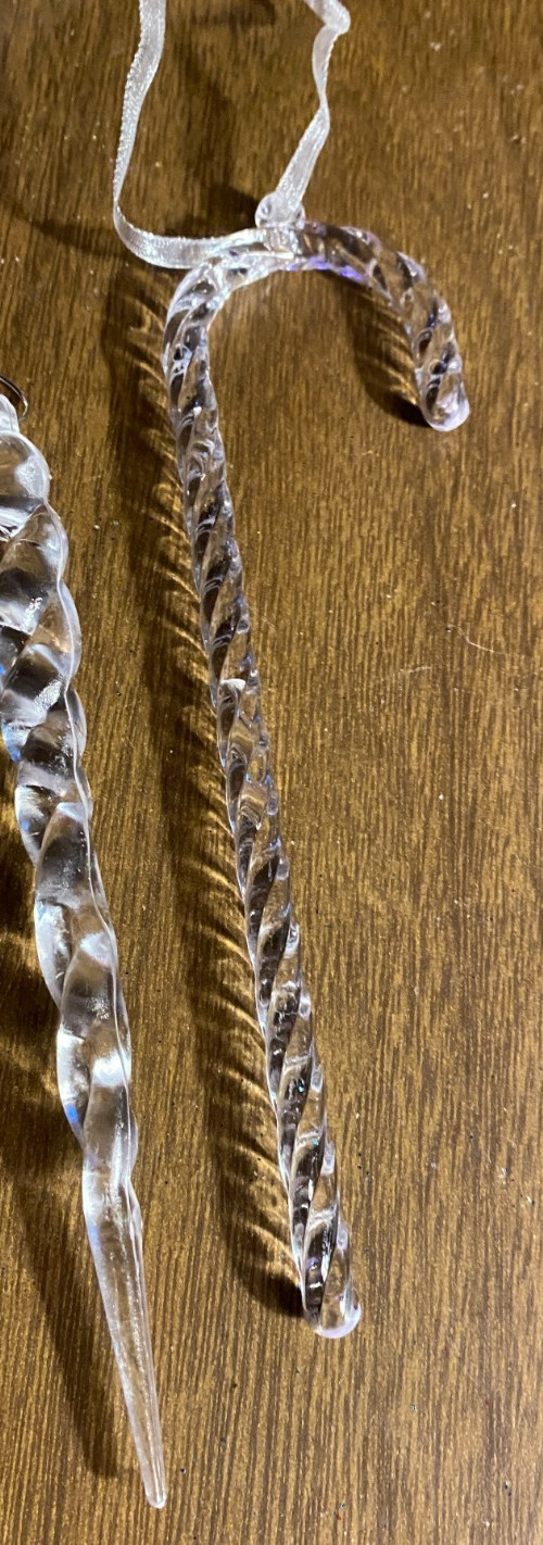 Clear Lucite Candy Cane PRISM SUNCATCHER Christmas Ornament 5 1/4"