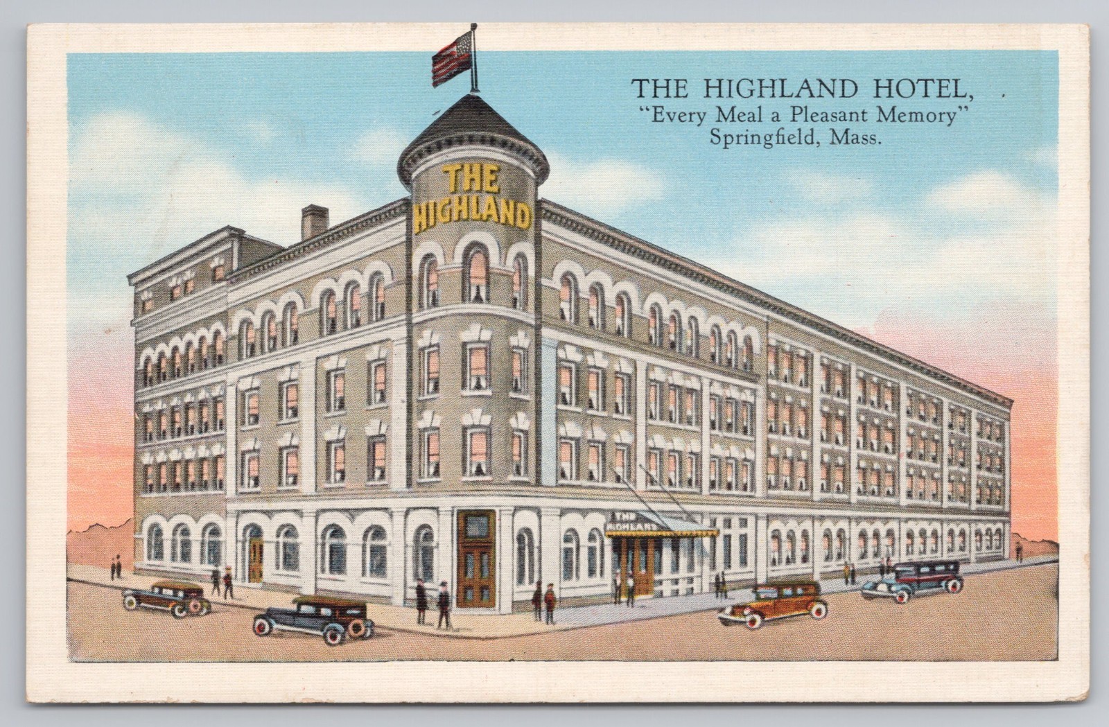 The Highland Hotel in Springfield Massachusetts c1930s Postcard