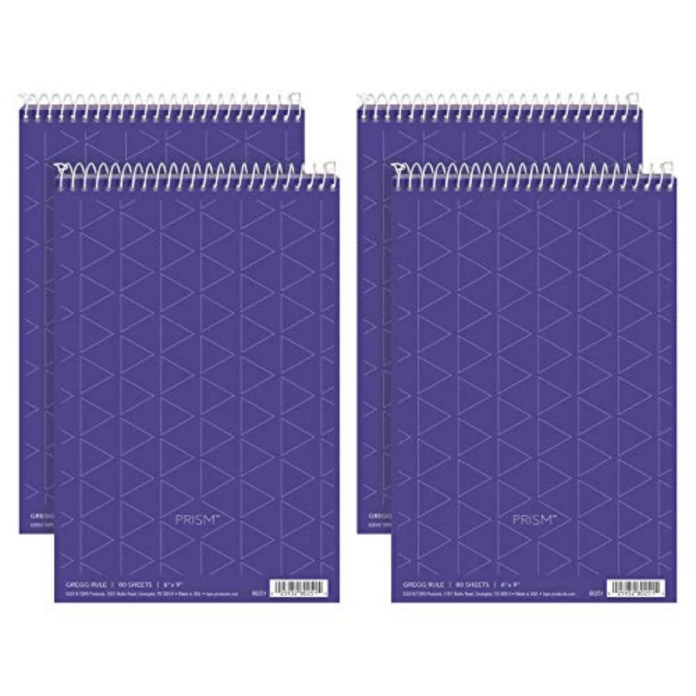 TOPS Prism Steno Notebooks 6x9 Orchid 4 Pack 80 Sheets Gregg Ruled Writing