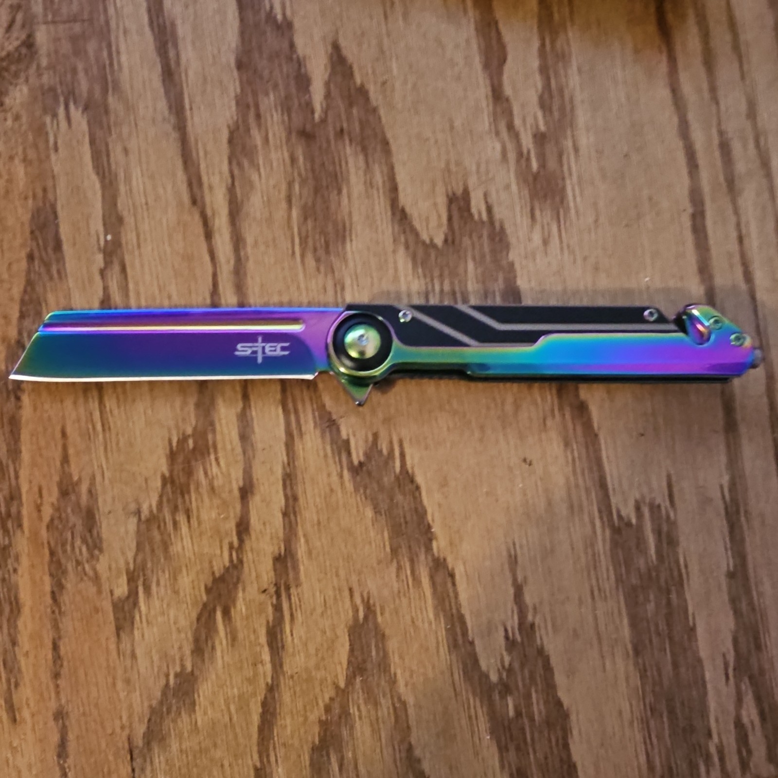 S-TEC Axel G10 Pocketknife Stainless Steel G10 Handle Tanto Plain Manual Black