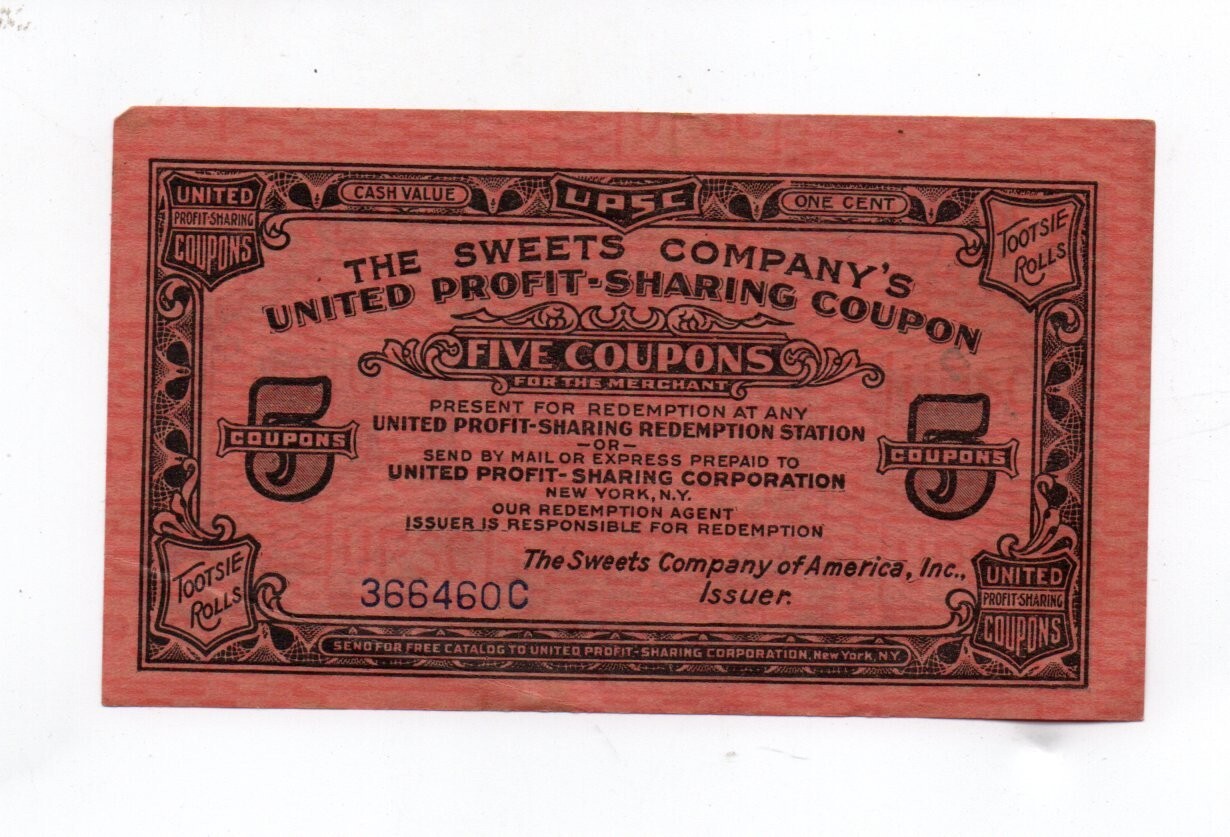 The Sweets Company's United Profit Sharing Coupon Tootsie Roll