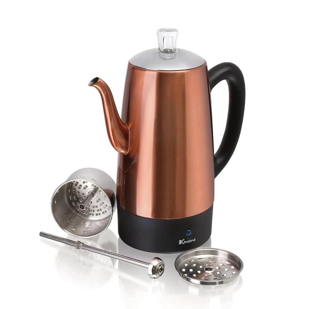 Euro Cuisine 12 Cup Copper Coffee Maker Electric Percolator Durable and Ele