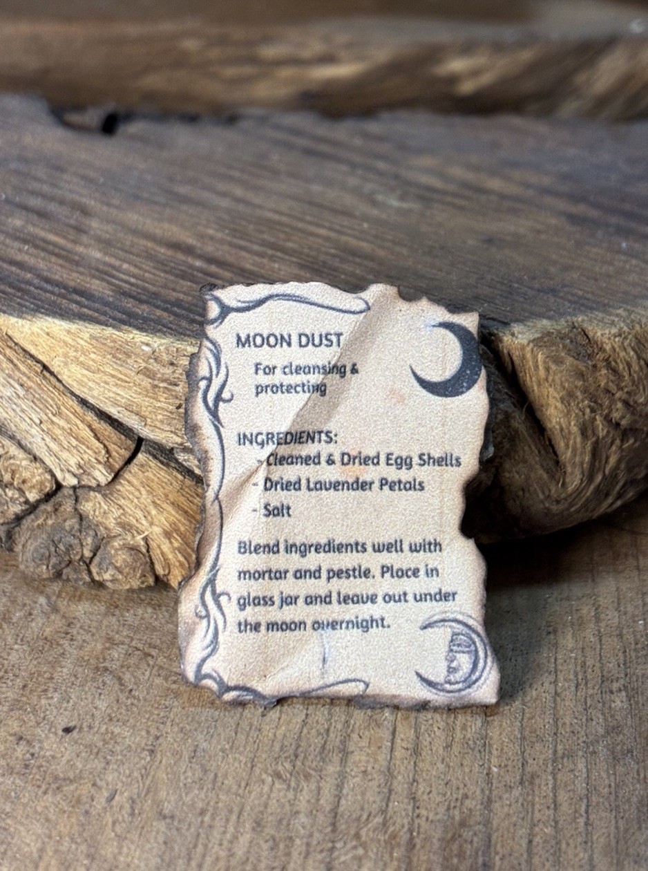 Dollhouse Miniatures Witchy Spell Sheet, Moon Dust Grimoire Page - Fairy Garden