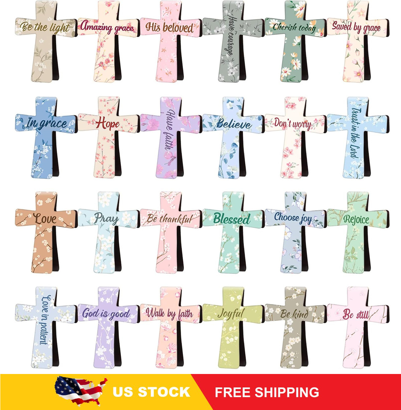 48 Pcs Magnetic Christian Bookmarks Bible Verse Page Clips Floral Style Gift