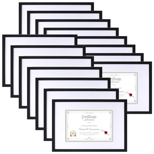  Picture Frame 15 Pack, Display Certificate with Mat or 11x14 8.5x11 Black