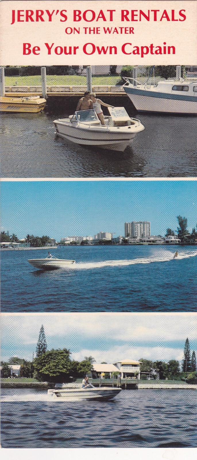 1980's Jerry's Boat Rentals Pompano Beach Card Brochure