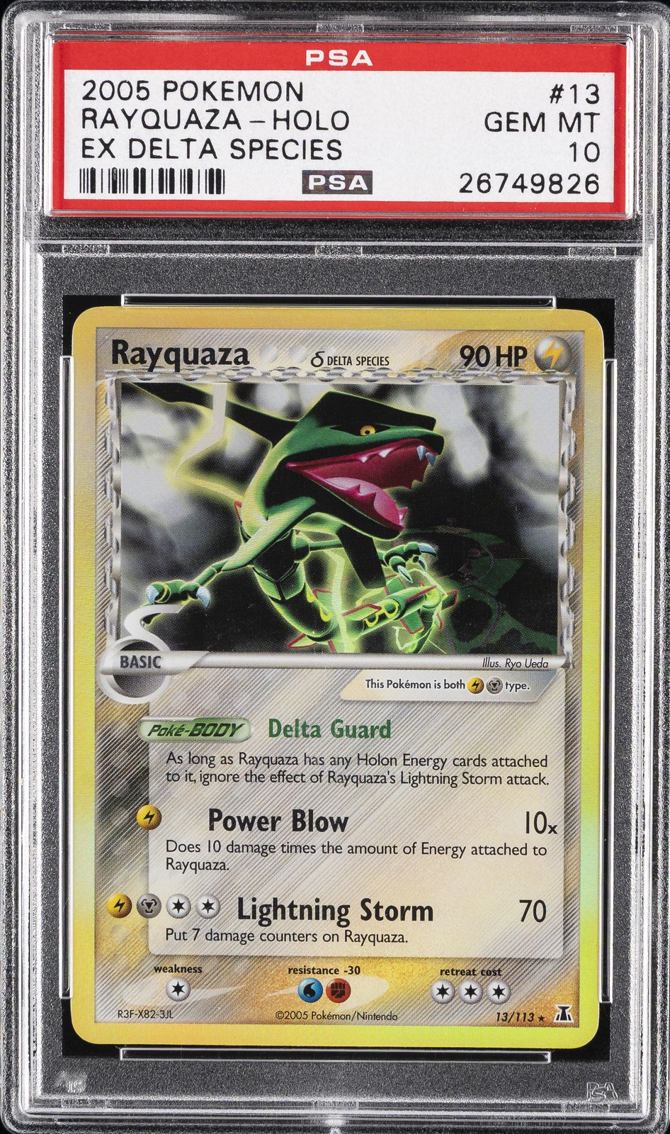 2005 POKEMON EX DELTA SPECIES #13 RAYQUAZA-HOLO PSA 10