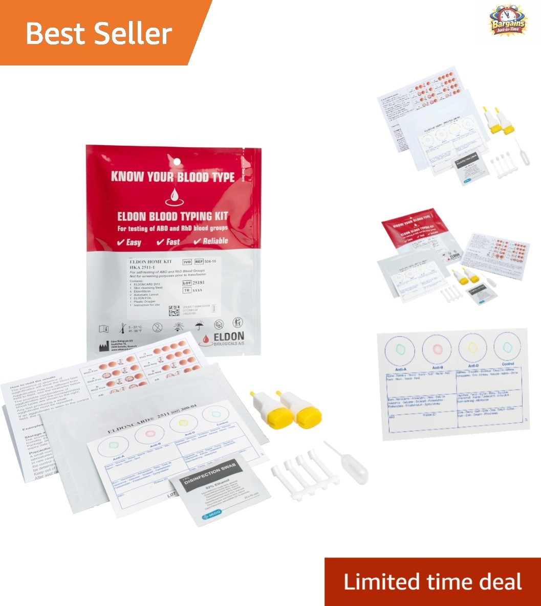 At-Home Blood Type  Complete KIT - Fast Results in Minutes with Safety Tools