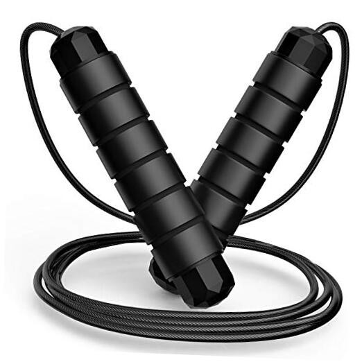 Jump Rope, Tangle-Free Rapid Speed Jumping Rope Cable with Ball Bearings Black